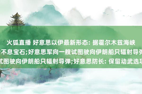火狐直播 好意思以伊最新形态: 据霍尔木兹海峡被困船灌音, 好意思伊不息宝石;好意思军向一艘试图驶向伊朗船只辐射导弹;好意思防长: 保留动武选项