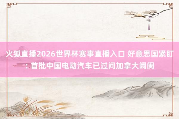 火狐直播2026世界杯赛事直播入口 好意思国紧盯: 首批中国电动汽车已过问加拿大阛阓
