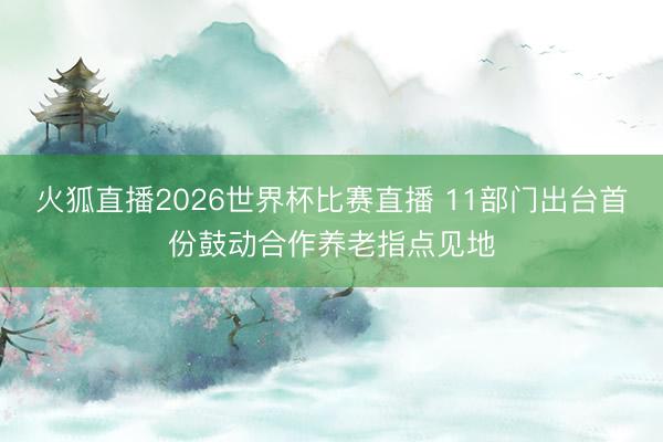 火狐直播2026世界杯比赛直播 11部门出台首份鼓动合作养老指点见地