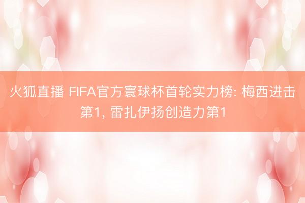 火狐直播 FIFA官方寰球杯首轮实力榜: 梅西进击第1, 雷扎伊扬创造力第1