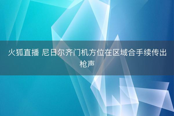 火狐直播 尼日尔齐门机方位在区域合手续传出枪声